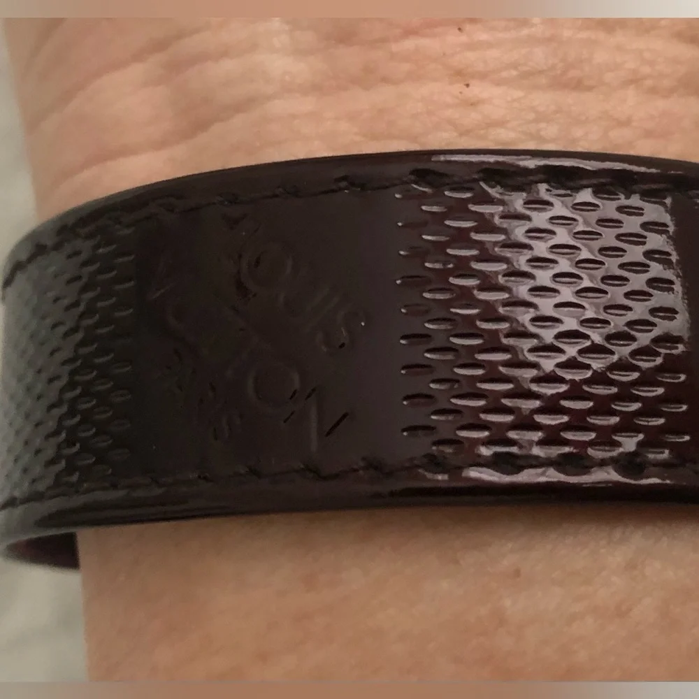 Louis Vuitton Checkered Dark Burgundy Patent Leather Wristband Bracelet Strap